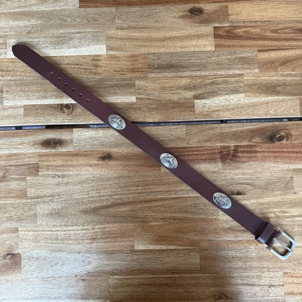 Zep-Pro Kid's Genuine Full Grain Leather Concho Belt Small Deer Southern Classic